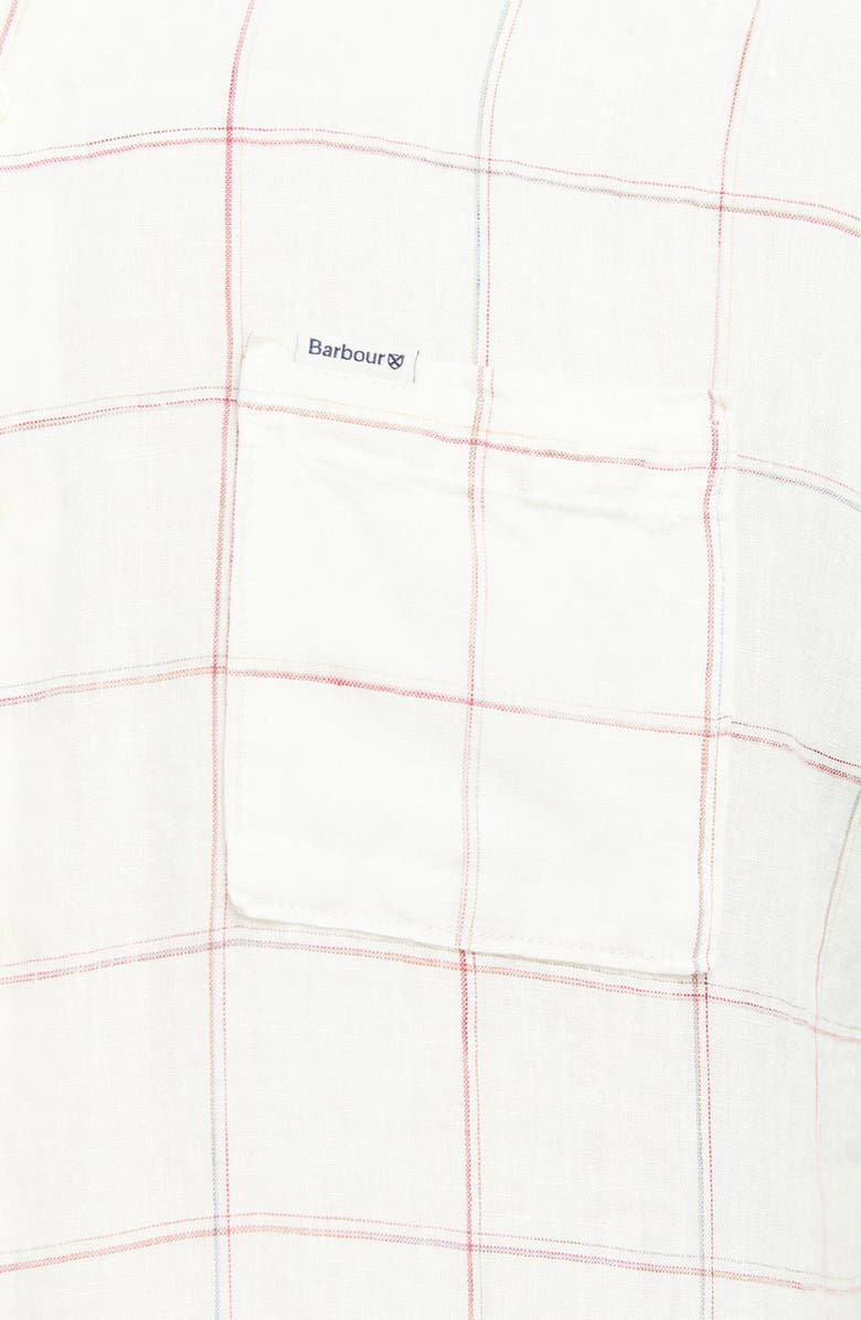 Barbour Bayston Tattersall Short Sleeve Linen Button-Up Shirt, Alternate, color, Ecru