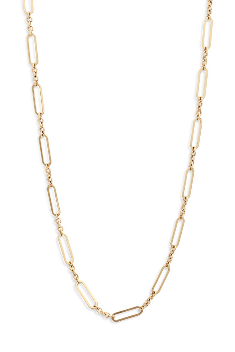 Open Link Paper Clip Chain Necklace, Main, color, GOLD
