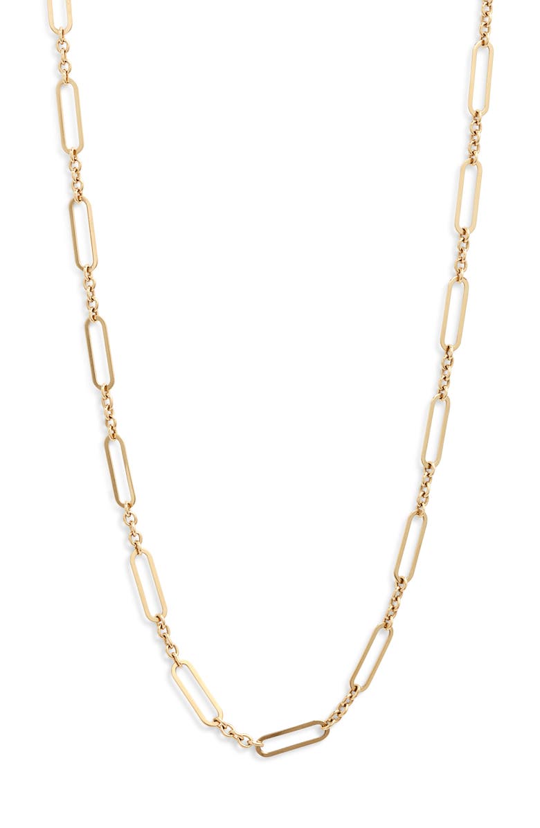 Anzie Open Link Paper Clip Chain Necklace, Main, color, Gold