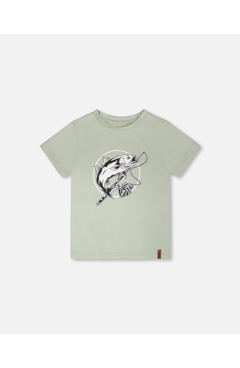 Deux par Deux Organic Cotton Jersey Fish T-Shirt, Main, color, Sage