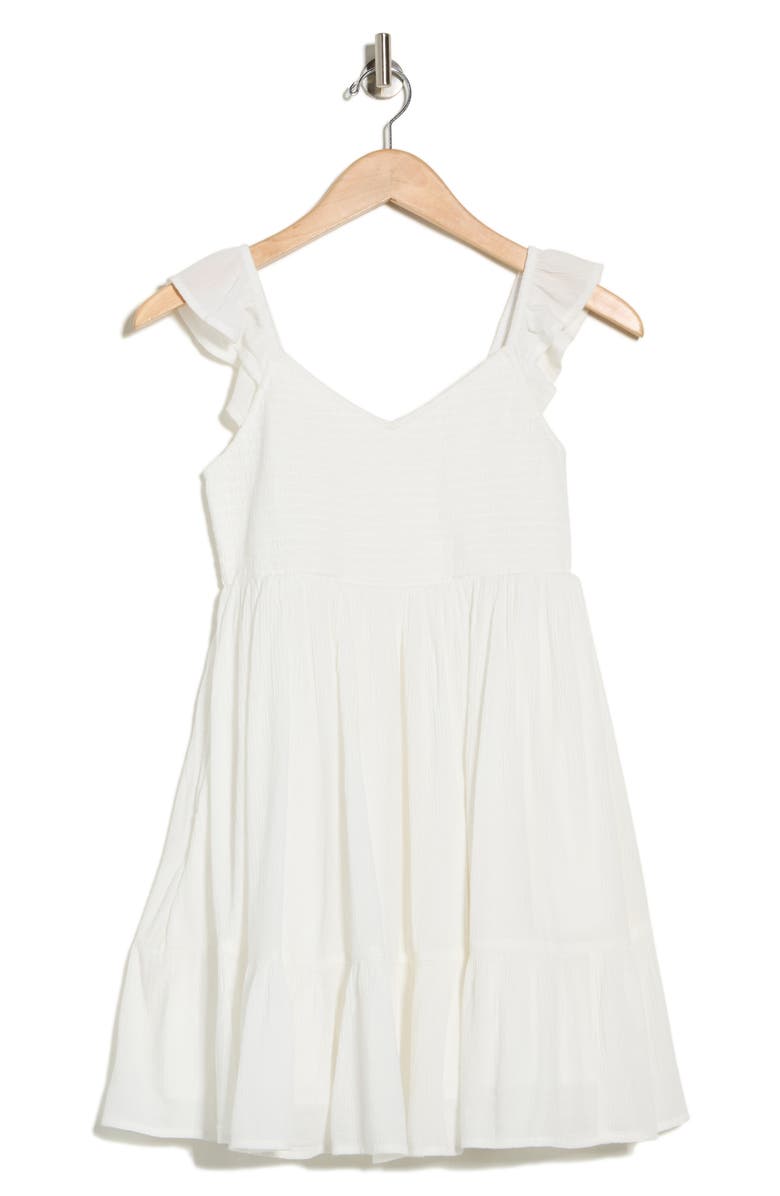 Abound Smocked Flutter Sleeve Minidress, Alternate, color, Ivory