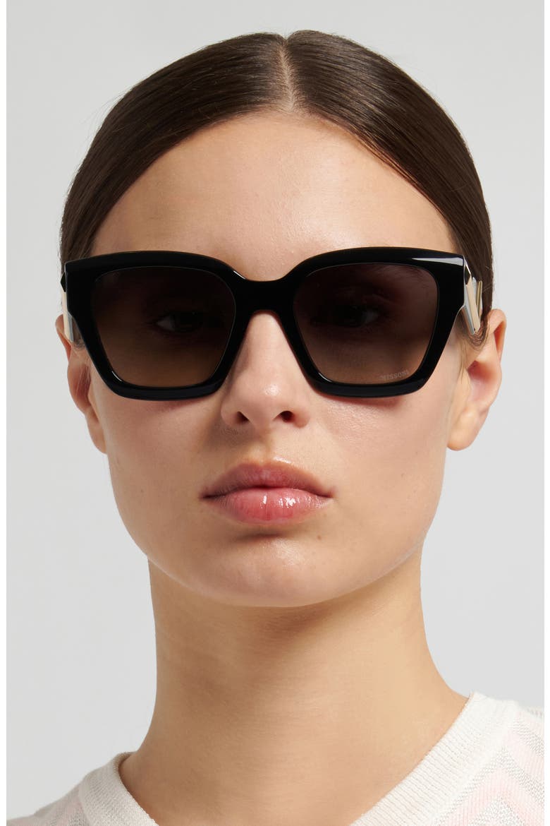 53mm Gradient Square Sunglasses, Alternate, color, BLACK/ GREY BROWN