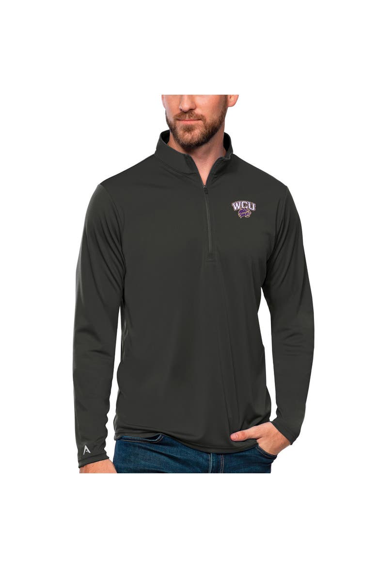Men's Antigua Charcoal Western Carolina Catamounts Tribute Quarter-Zip Top, Main, color, Charcoal