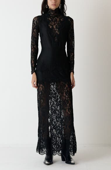 オールインワン・サロペット Rabanne Long Lace And Jersey Maxi Dress Rabanne Long Sleeve Lace & Jersey Dress | Nordstrom