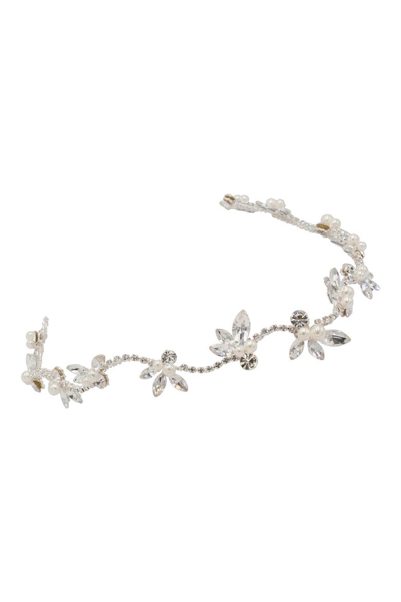 Zaliki Crystal & Faux Pearl Halo Band (Nordstrom Exclusive), Main, color, SILVER