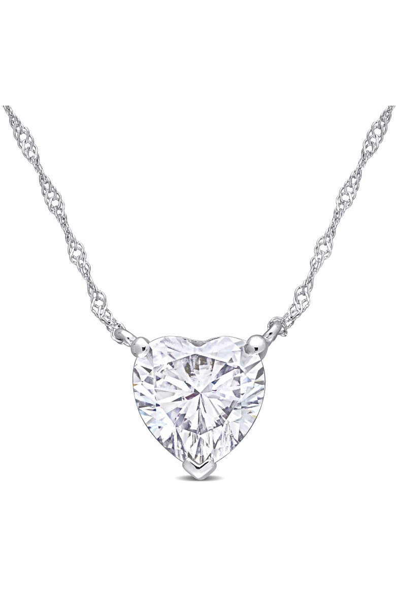 Julianna B. Moissanite Heart Solitaire Necklace 10k, Main, color, 10K White Gold