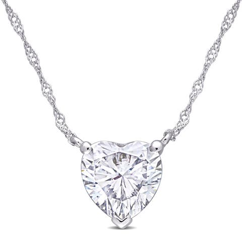 Moissanite Heart Solitaire Necklace 10k