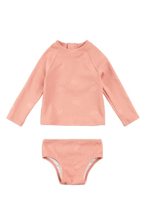 Miles The Label Kids' Embossed Seashell Print Two-piece Swimsuit In Coral