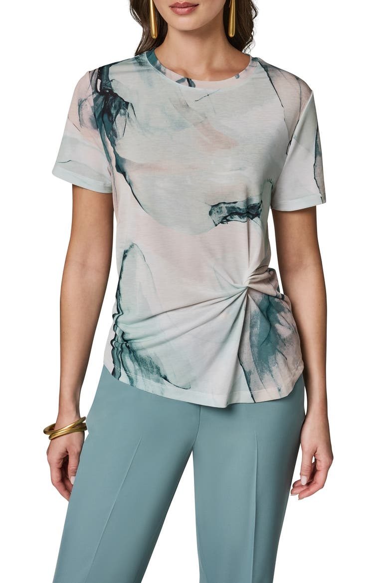 Abstract Print Side Twist Knit Top, Main, color, SKYLIGHT MULTI