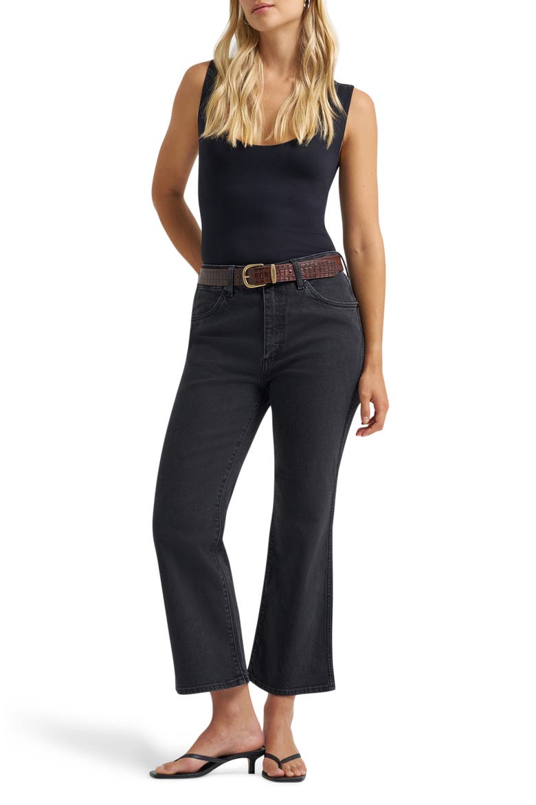 High Waist Kick Flare Jeans, Alternate, color, OUTLAW BLACK