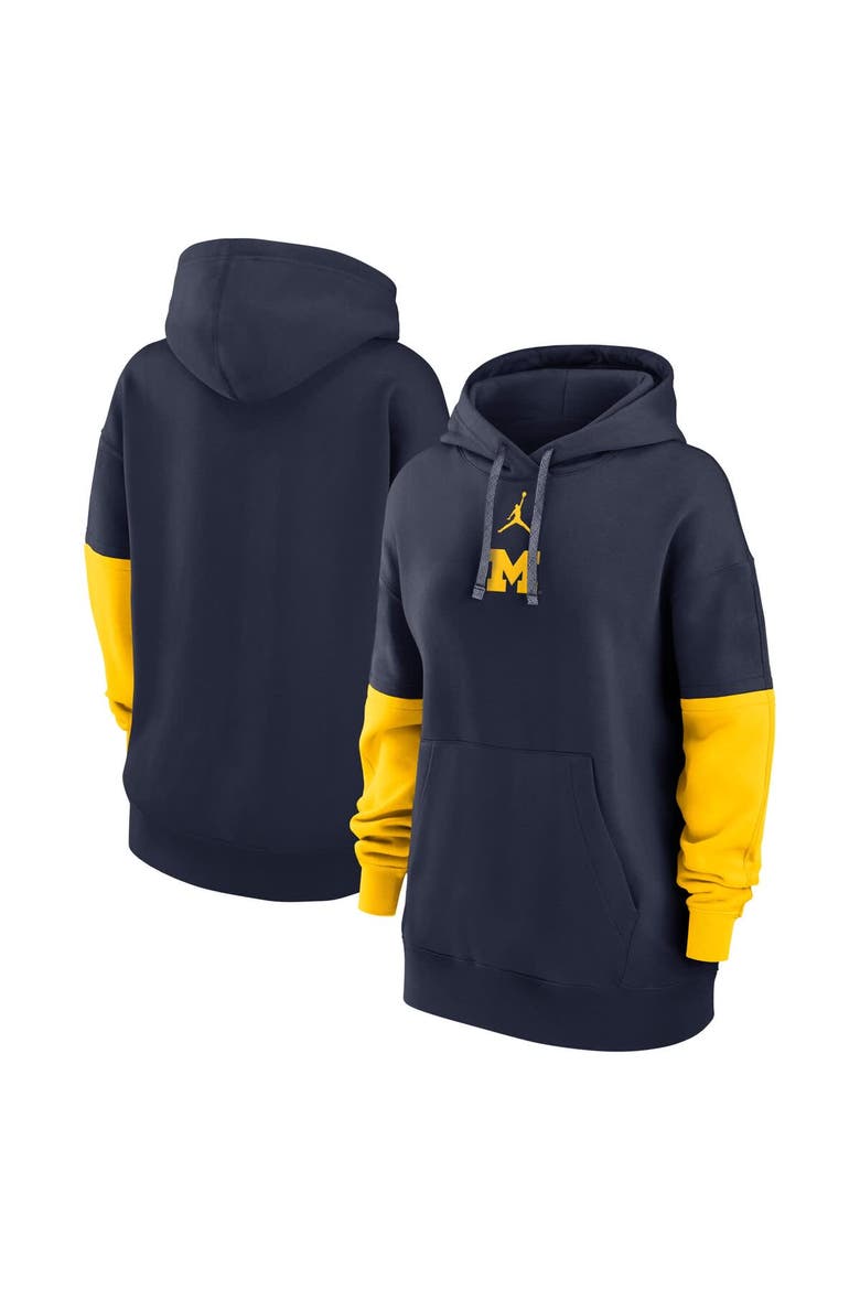 Women's Nike  College Navy Michigan Wolverines Essential Fleece Pullover Hoodie, Alternate, color, College Navy