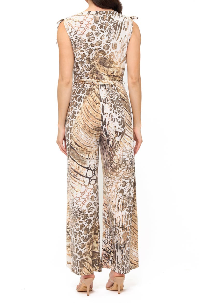 Printed Sleeveless Jumpsuit, Alternate, color, CAMEL REPTILE