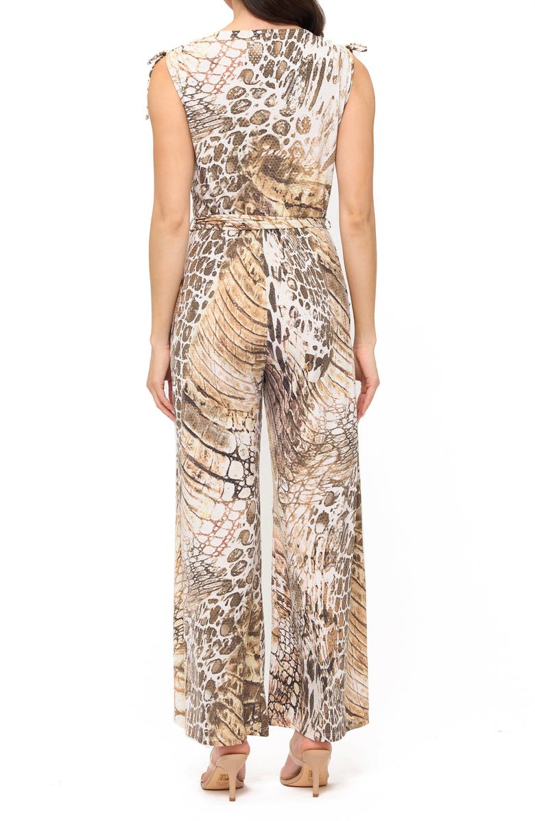O.L. Printed Sleeveless Jumpsuit, Alternate, color, Camel Reptile