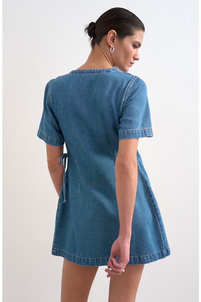 Denim Wrap Minidress, Alternate, color, BLUE
