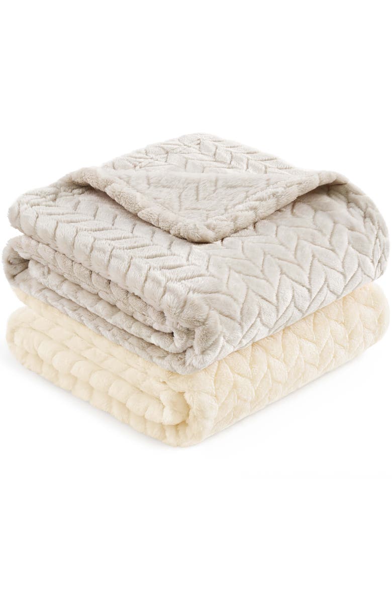 Souffle Fleece Baby Blankets, Serene, Main, color, 2-Pack, Soft Cream/Pearl Gray