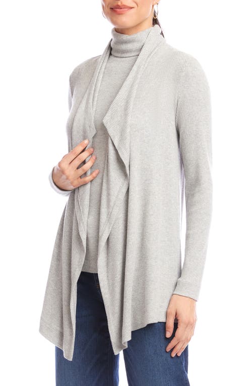 Karen Kane Rib Draped Open Front Cardigan In Gray