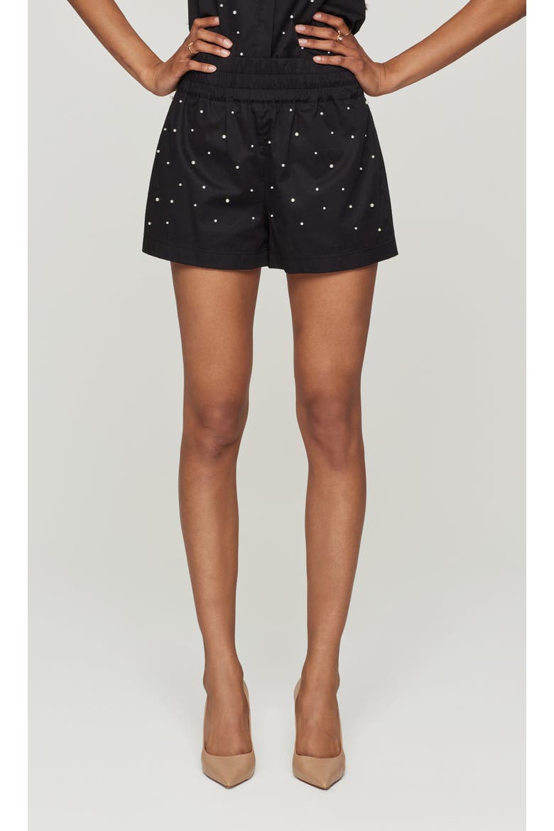 Betty Pearl Embellished  Poplin Shorts, Alternate, color, Black/Pearl