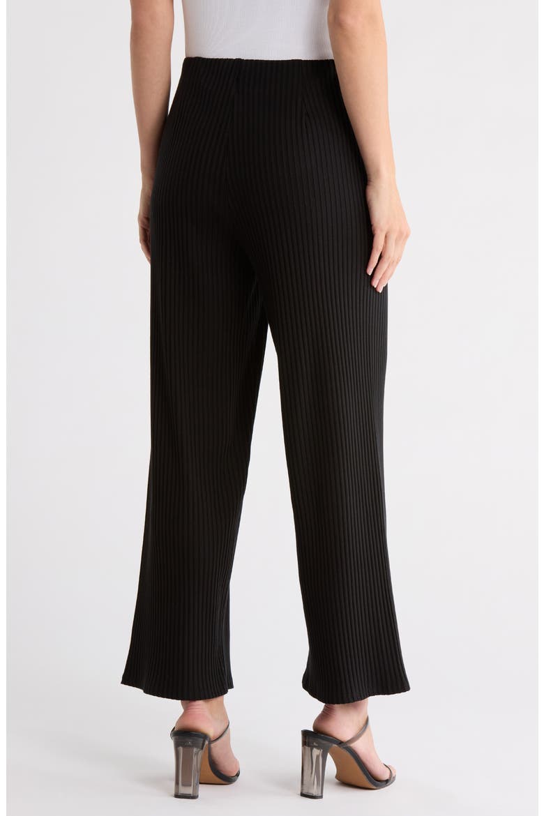 Rib Ankle Wide Leg Pants, Alternate, color, BLACK