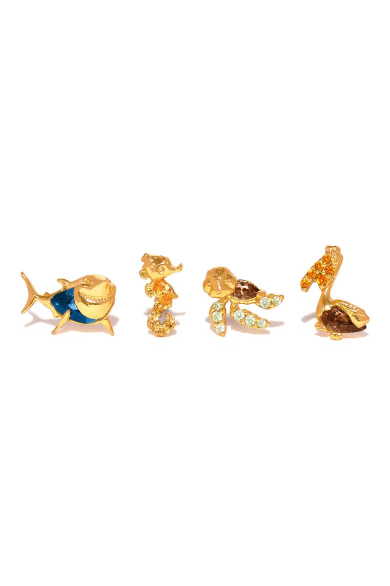 x Disney® Pixar Finding Nemo Sea Crew Stud Earring Set, Main, color, GOLD
