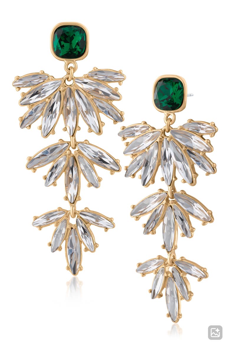 Crystal Tiered Drop Earrings (Nordstrom Exclusive), Main, color, GREEN/ GOLD