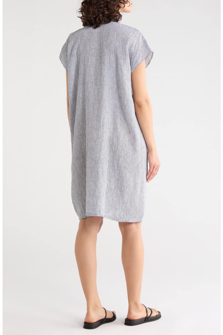 Organic Linen Mandarin Collar Dress, Alternate, color, INK