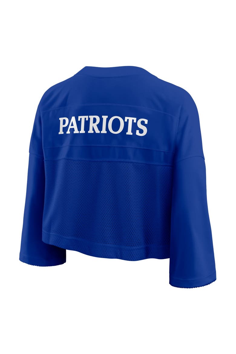 Women's Nike Royal New England Patriots Rewind Cropped Mesh Dri-FIT Fashion Jersey, Alternate, color, Royal