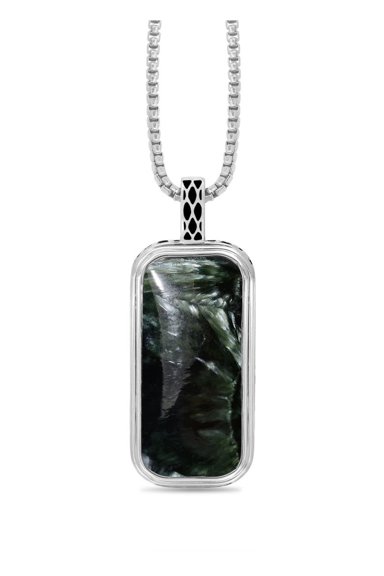 Seraphinite Sterling Silver Men Tag Necklace, Main, color, Silver
