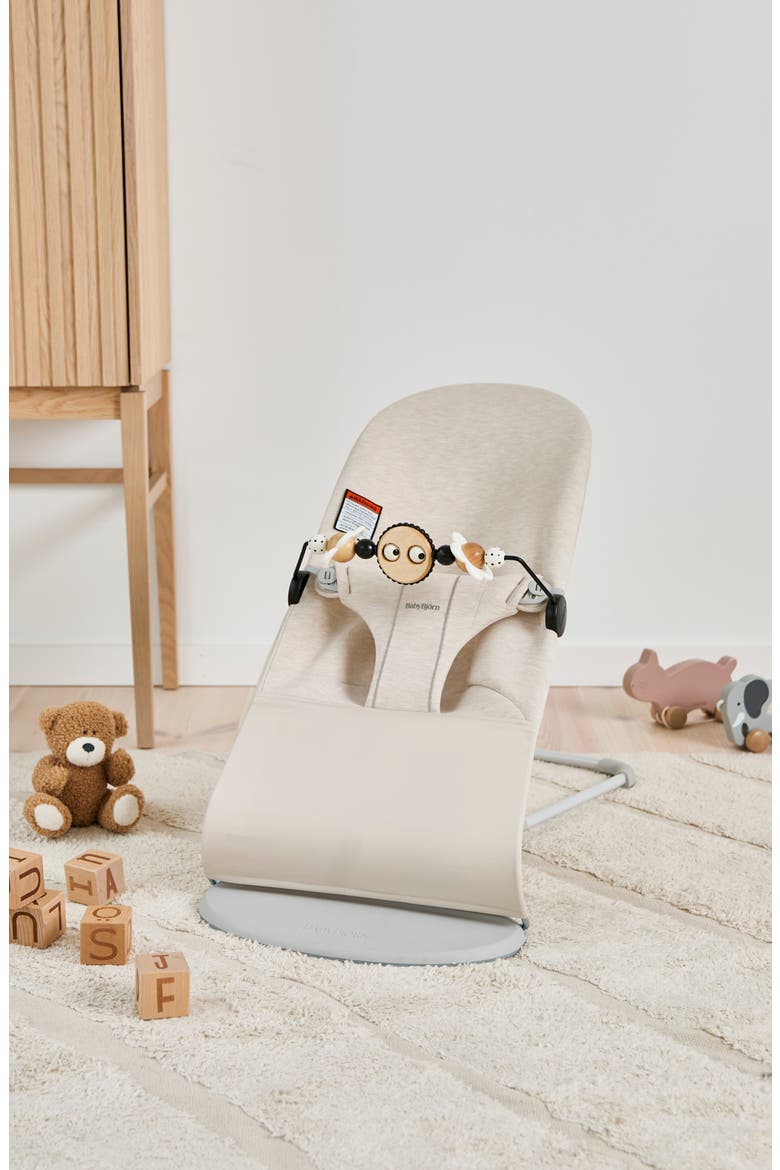 Bouncer Bliss Convertible Jersey Baby Bouncer & Toy Bundle, Alternate, color, LIGHT BEIGE