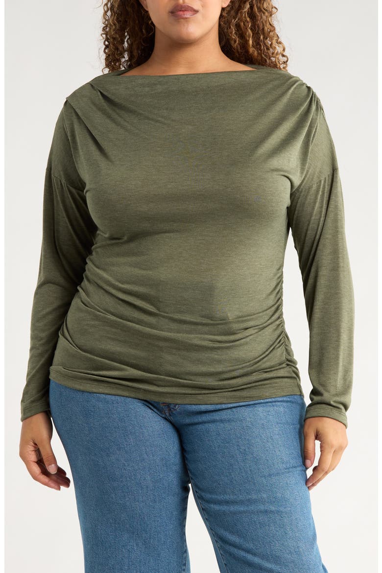 Off-the-Shoulder Knit Top, Main, color, OLIVE