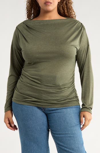 Renee C Off-the-shoulder Knit Top In Green