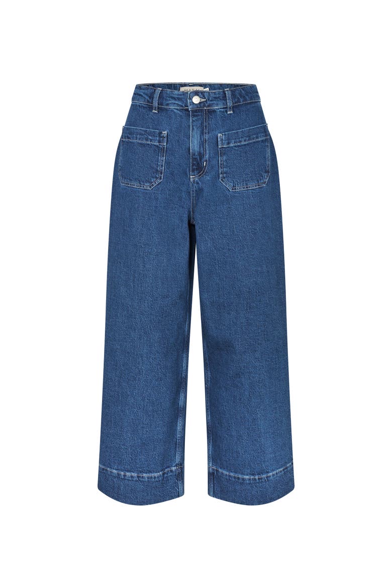 Mid-Rise Wide-Leg Cropped Jeans, Alternate, color, Blue Denim