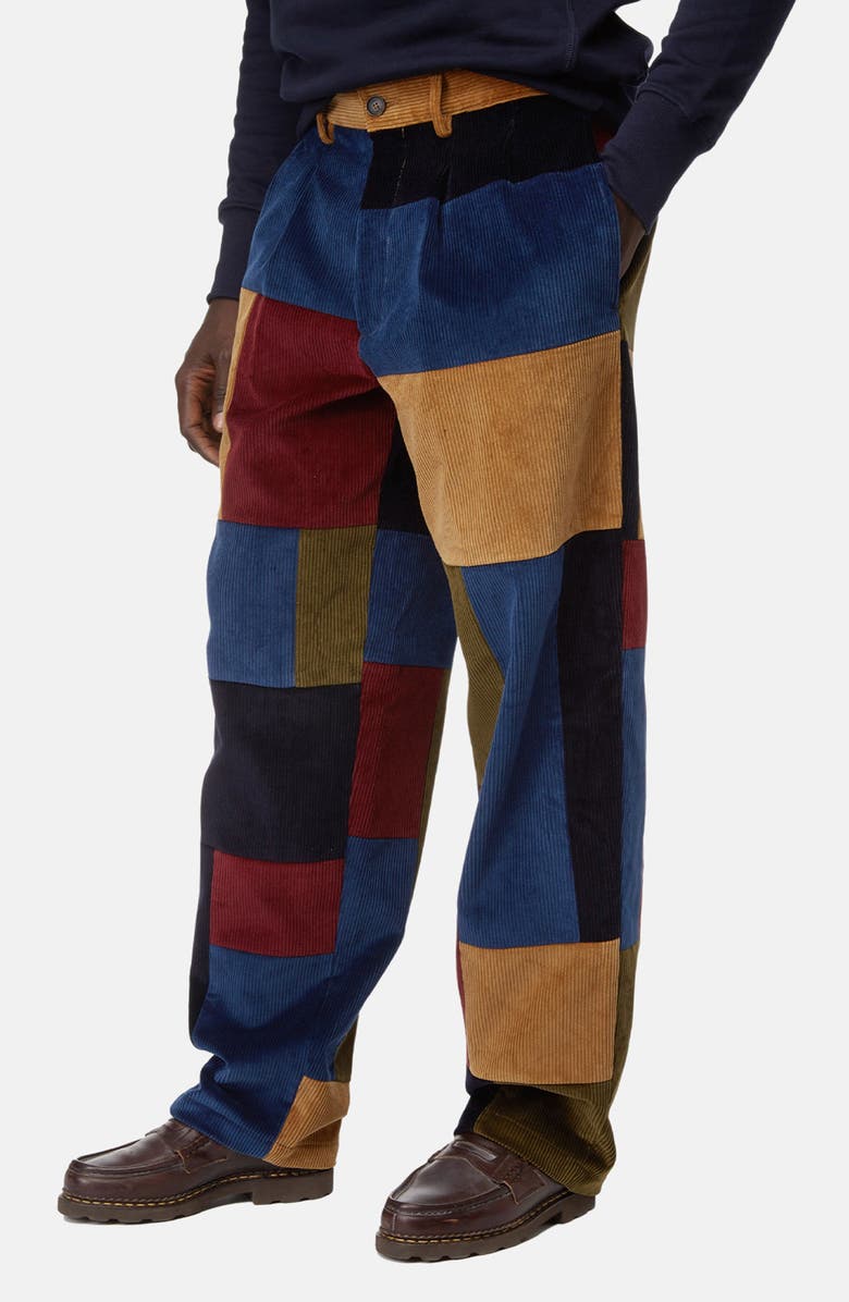 Baracuta x Noah Pleated Patchwork Cotton Corduroy Pants, Alternate, color,