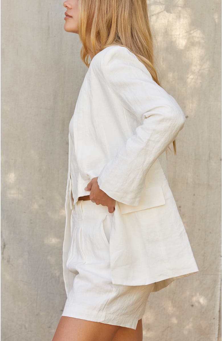 CRESCENT Collarless Linen Blazer, Alternate, color, White