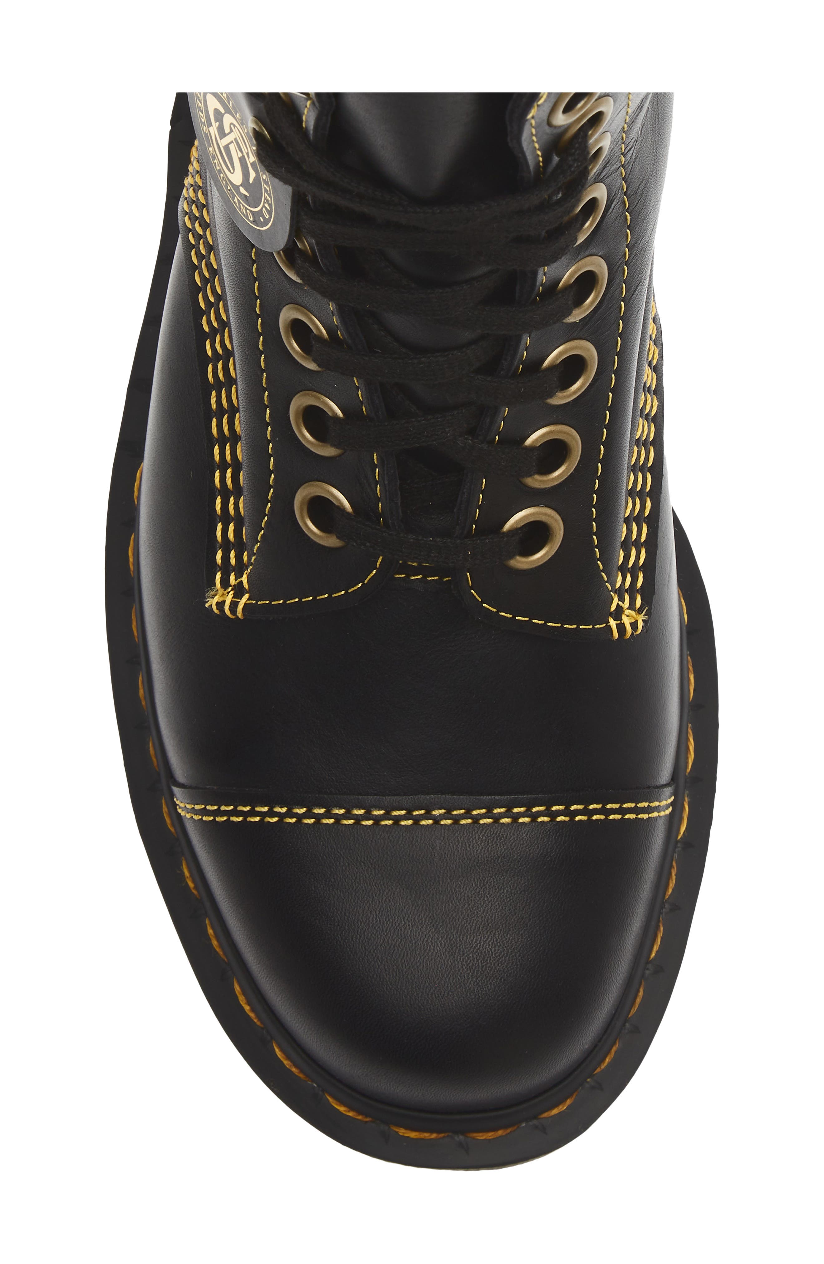 Cappers 8-Eye Leather Boot, Alternate, color, BLACK