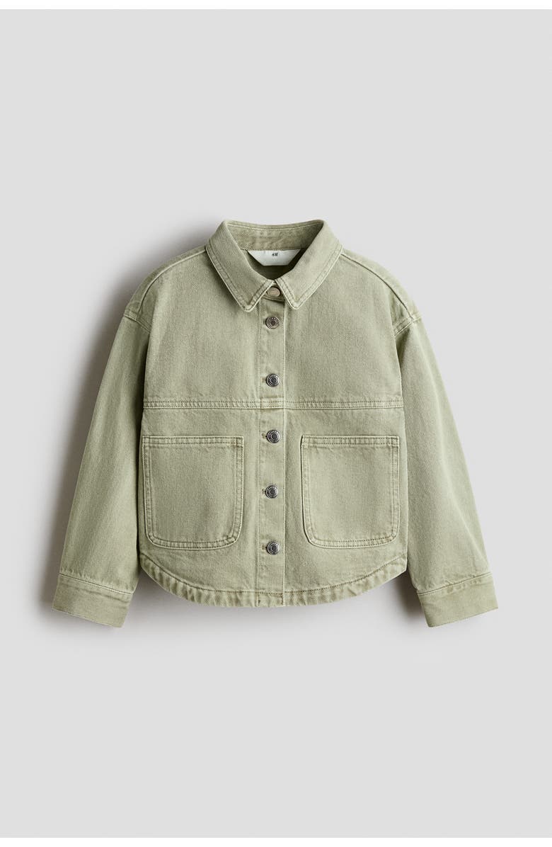 H&M Cotton Twill Overshirt, Main, color, Light Khaki Green
