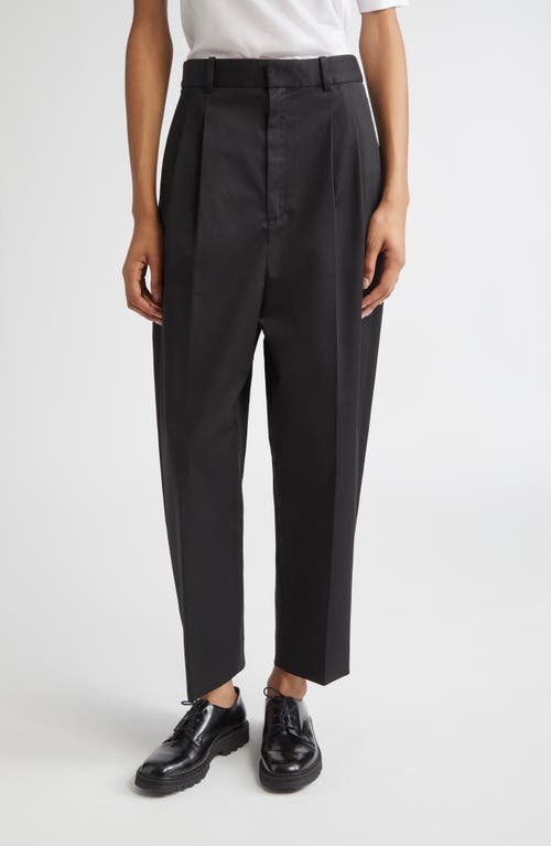 PARTOW Rosen Pleated Cotton Stretch Twill Pants in Black 