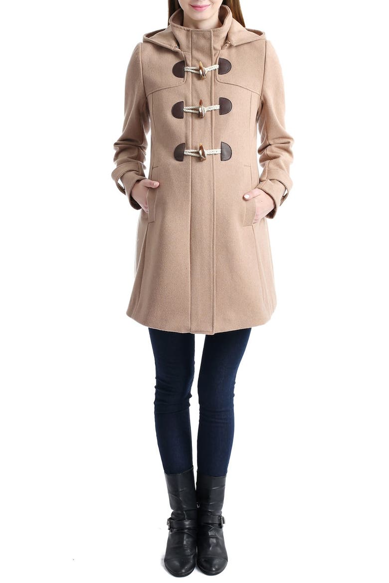 Paisley Wool Blend Maternity Duffle Coat, Main, color, CAMEL