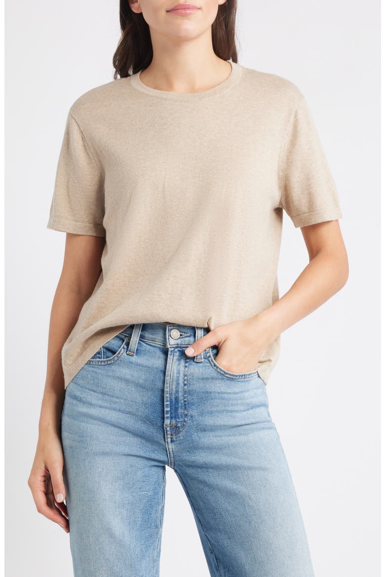 Cotton & Cashmere Top, Main, color, HEATHER OAT
