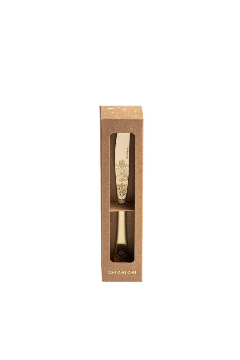 Dume Patterned Stainless Steel Dinner Knife Set of 4, Main, color, Champagne