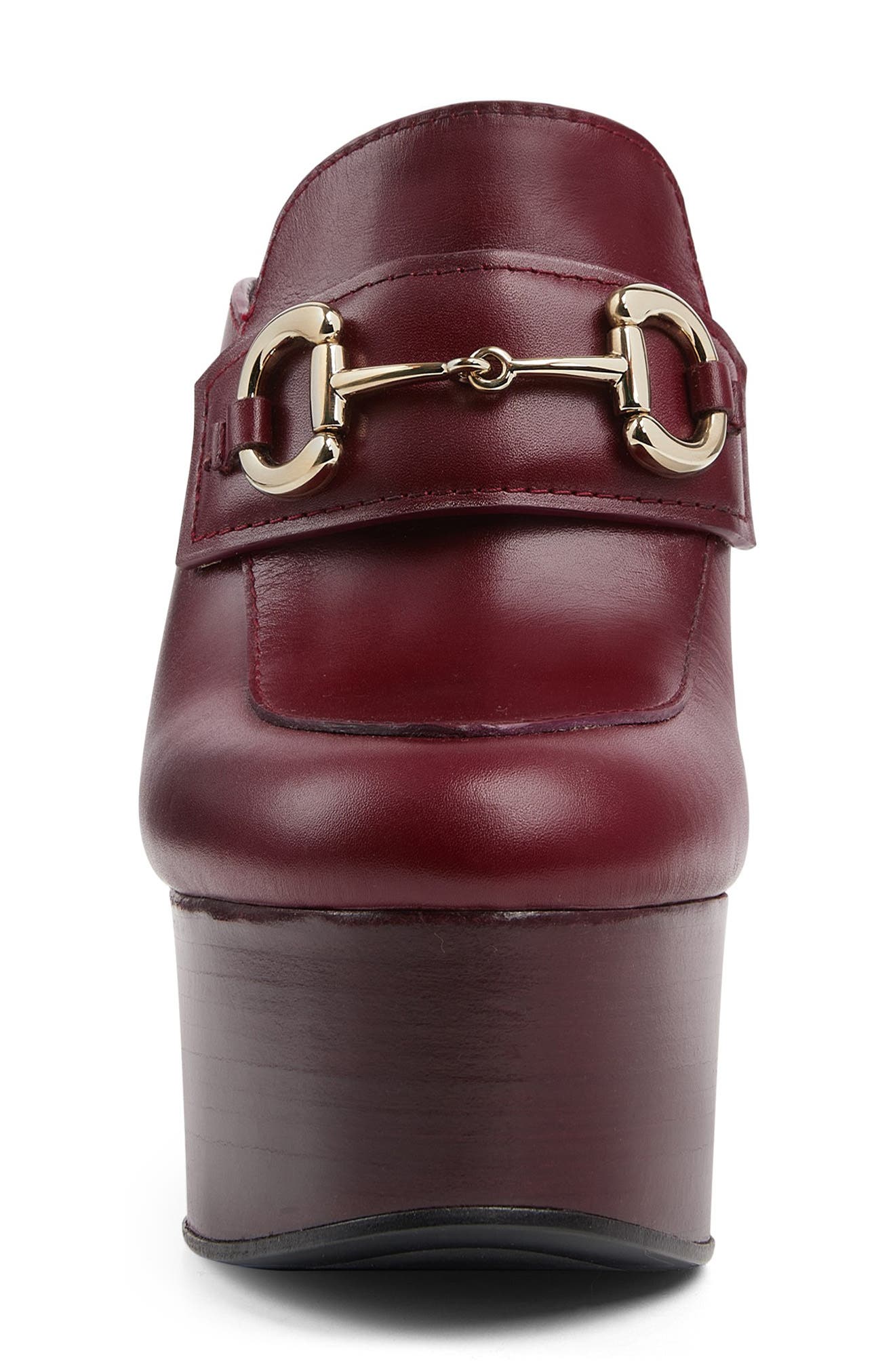 Horsebit Platform Loafer Mule, Alternate, color, RED LACQUER