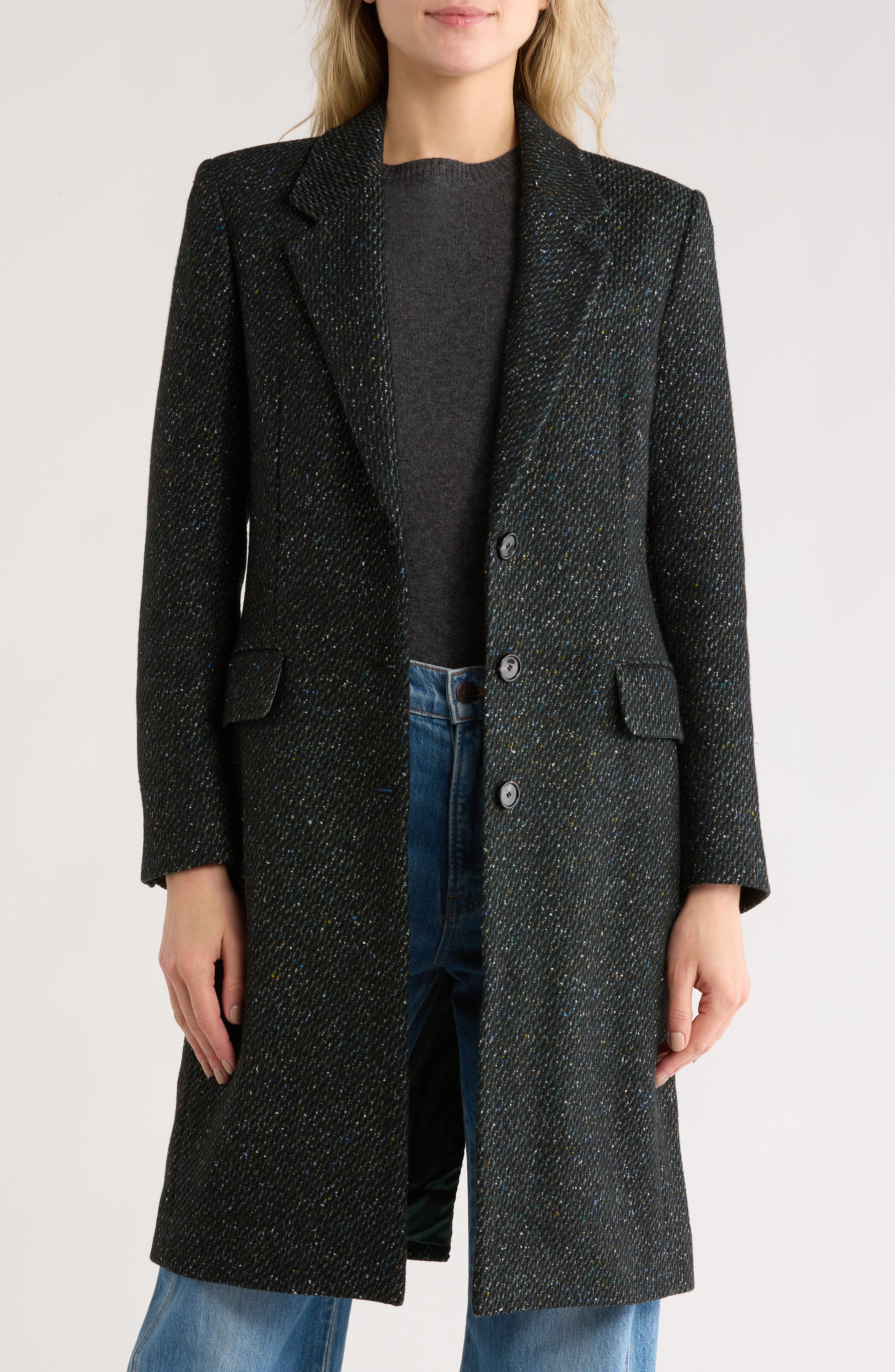 BOSS Catara Longline Tweed Coat