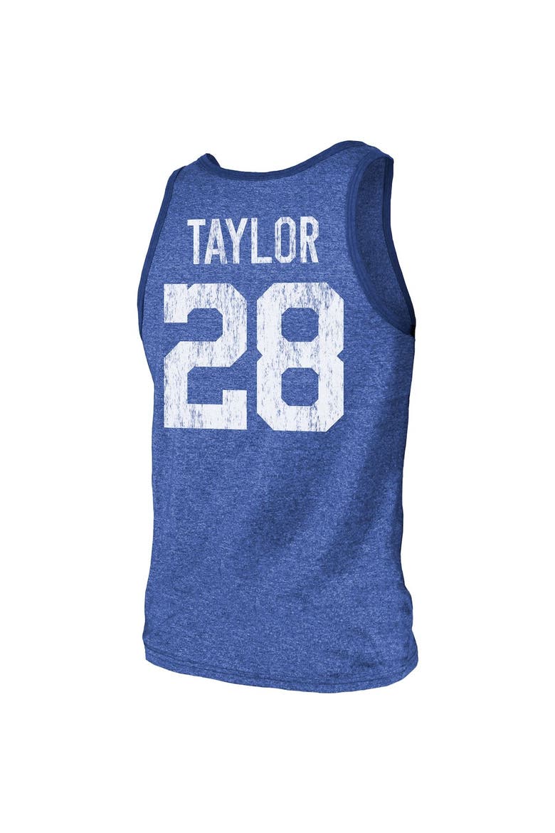 Men's Majestic Threads Jonathan Taylor Heathered Royal Indianapolis Colts Player Name & Number Tri-Blend Tank Top, Alternate, color, Royal