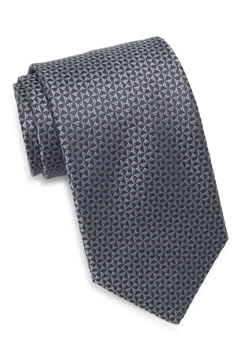 Abbot Triangle Silk Blend Tie, Main, color, BLACK