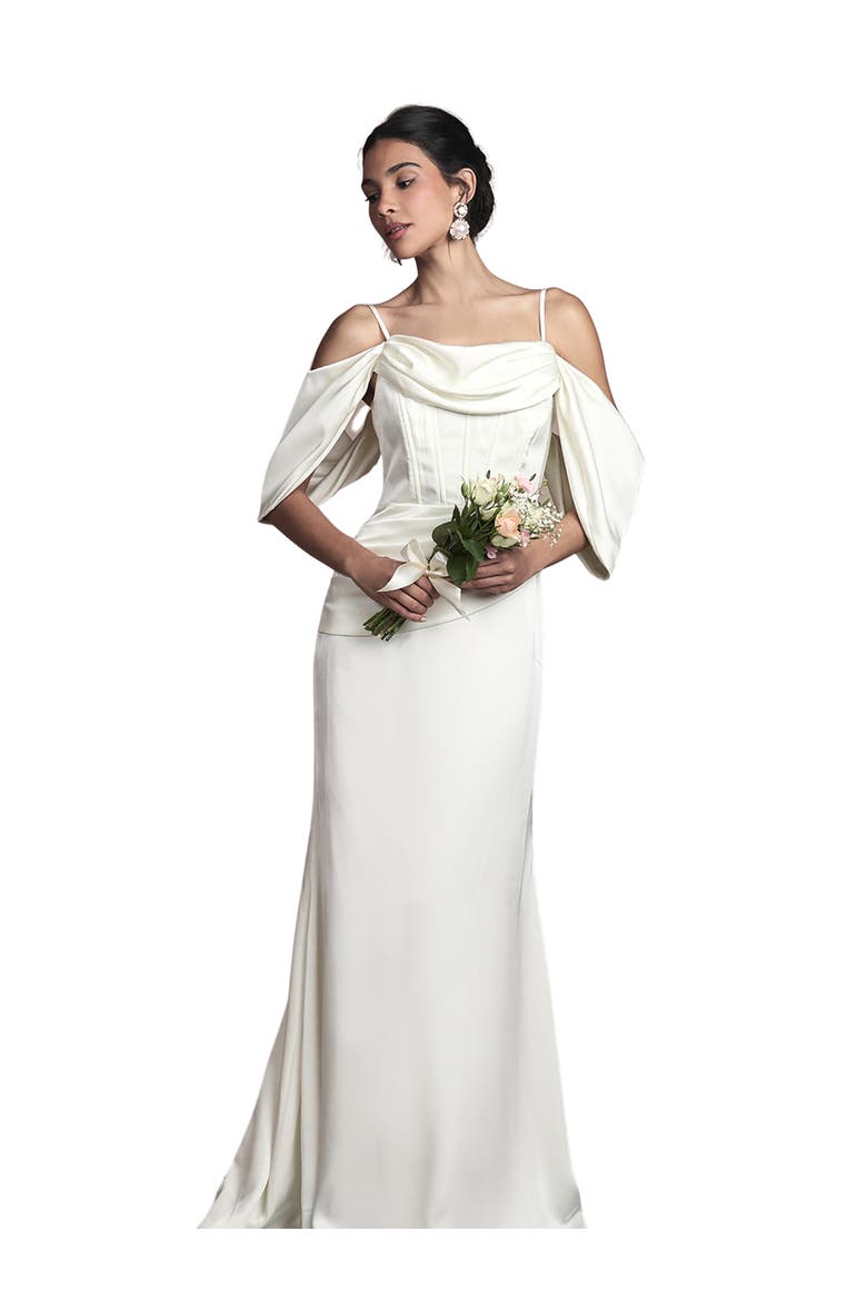 Cowl Neck Satin Maxi Dress, Alternate, color, Oyster