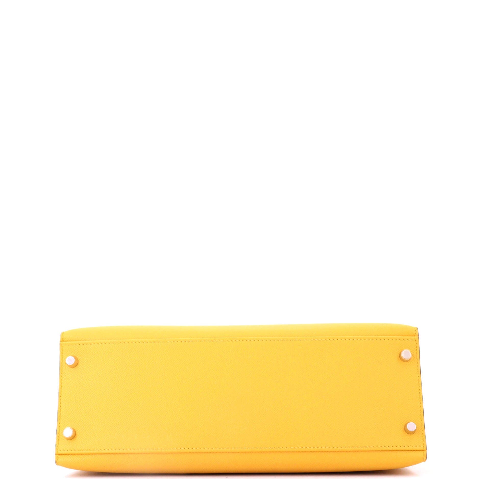 Pre-Owned Hermes Kelly Handbag Yellow Epsom with Palladium Hardware 32, Alternate, color, Soleil