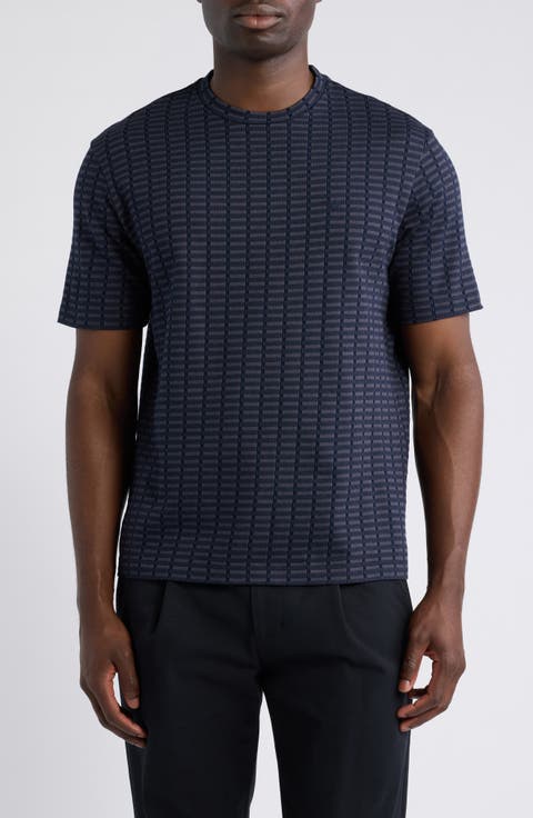 Grid Pattern Cotton Sweater