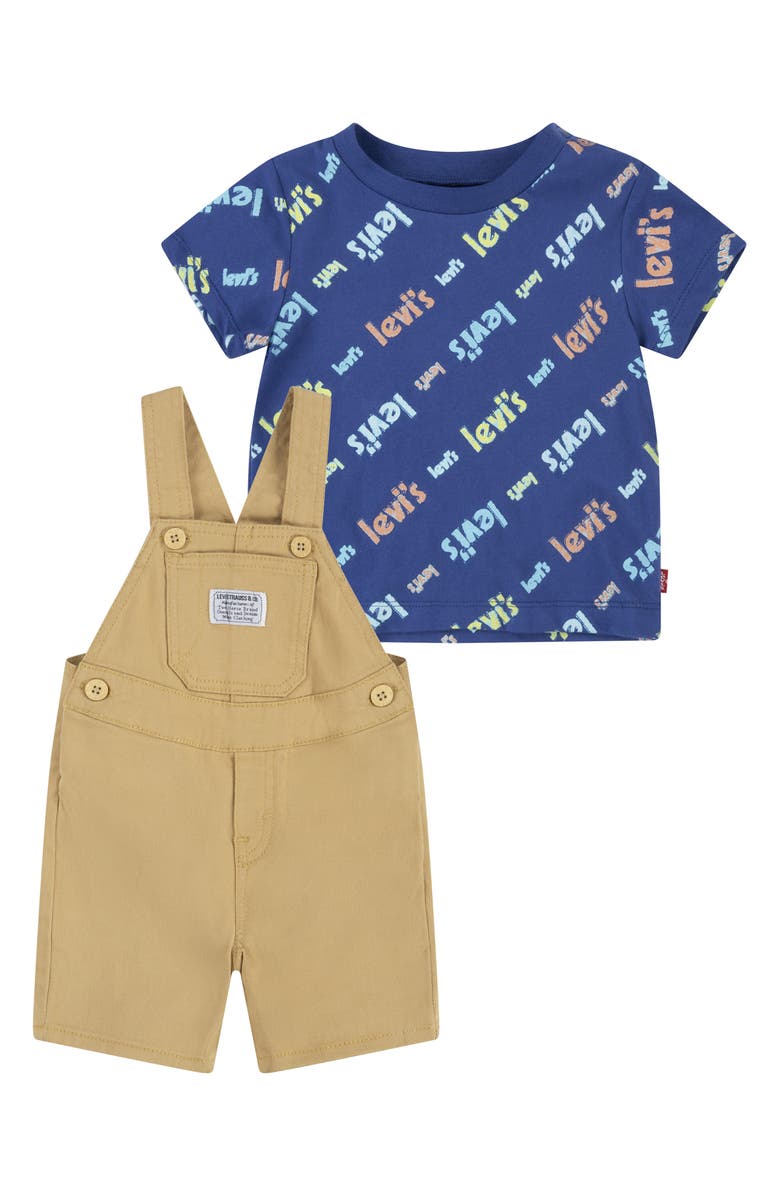 Levi's<sup>®</sup> Poster Logo T-Shirt & Overalls Set, Main, color, 