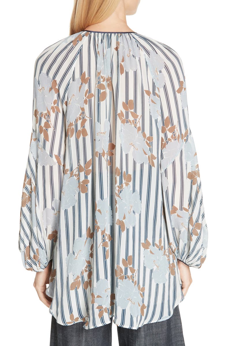 Lee Mathews Dolly Print Tie Neck Silk Top, Alternate, color, 