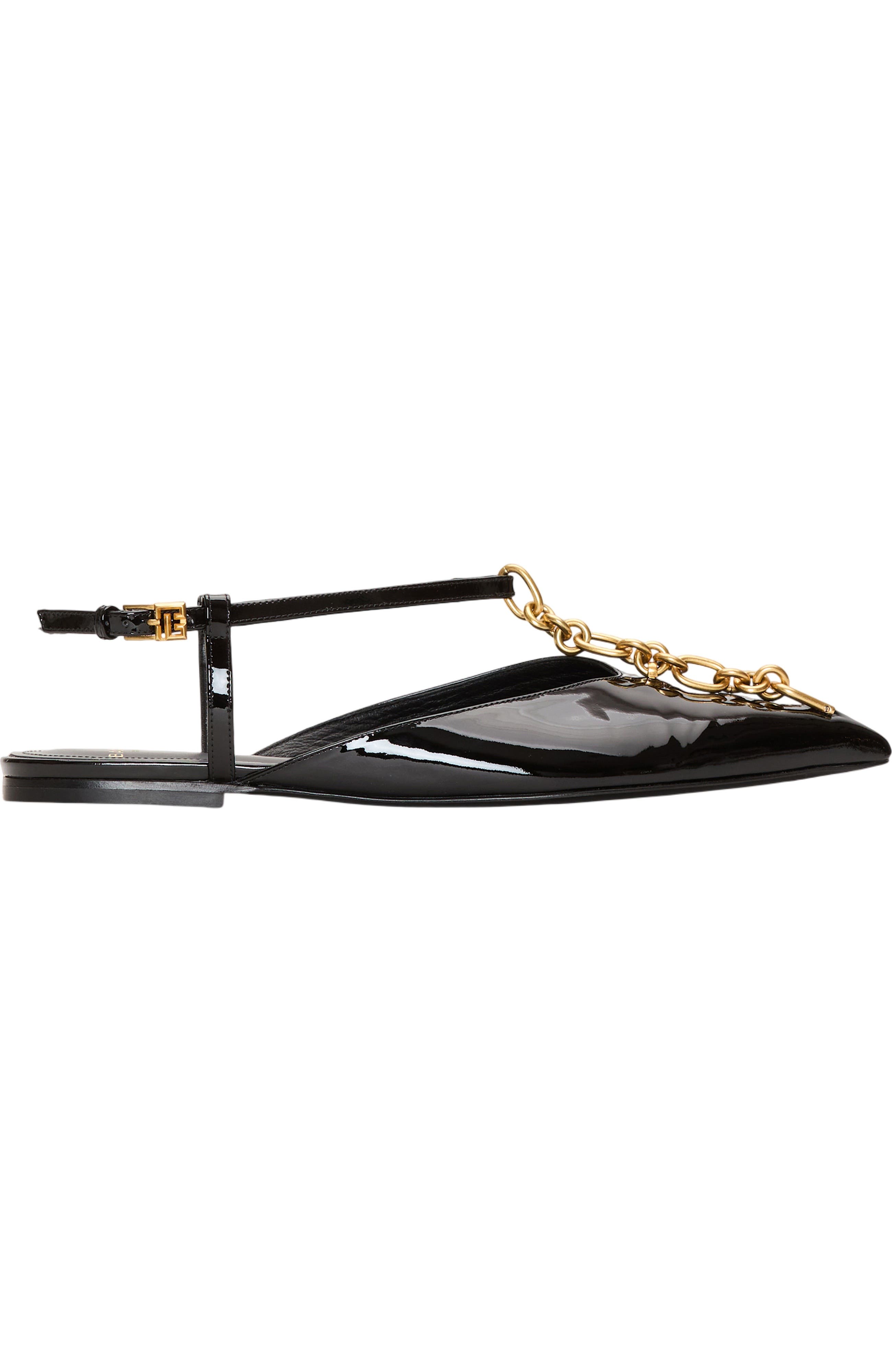 Sync chain sandals in patent leather, Alternate, color, black