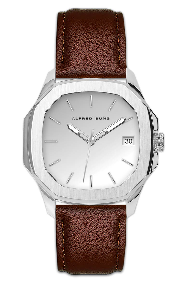 Three-Hand Quartz Watch, 42mm, Main, color, BLACK/ BROWN